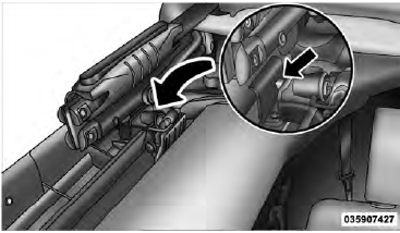 6. Open the header latches and engage the hook on each side onto the windshield